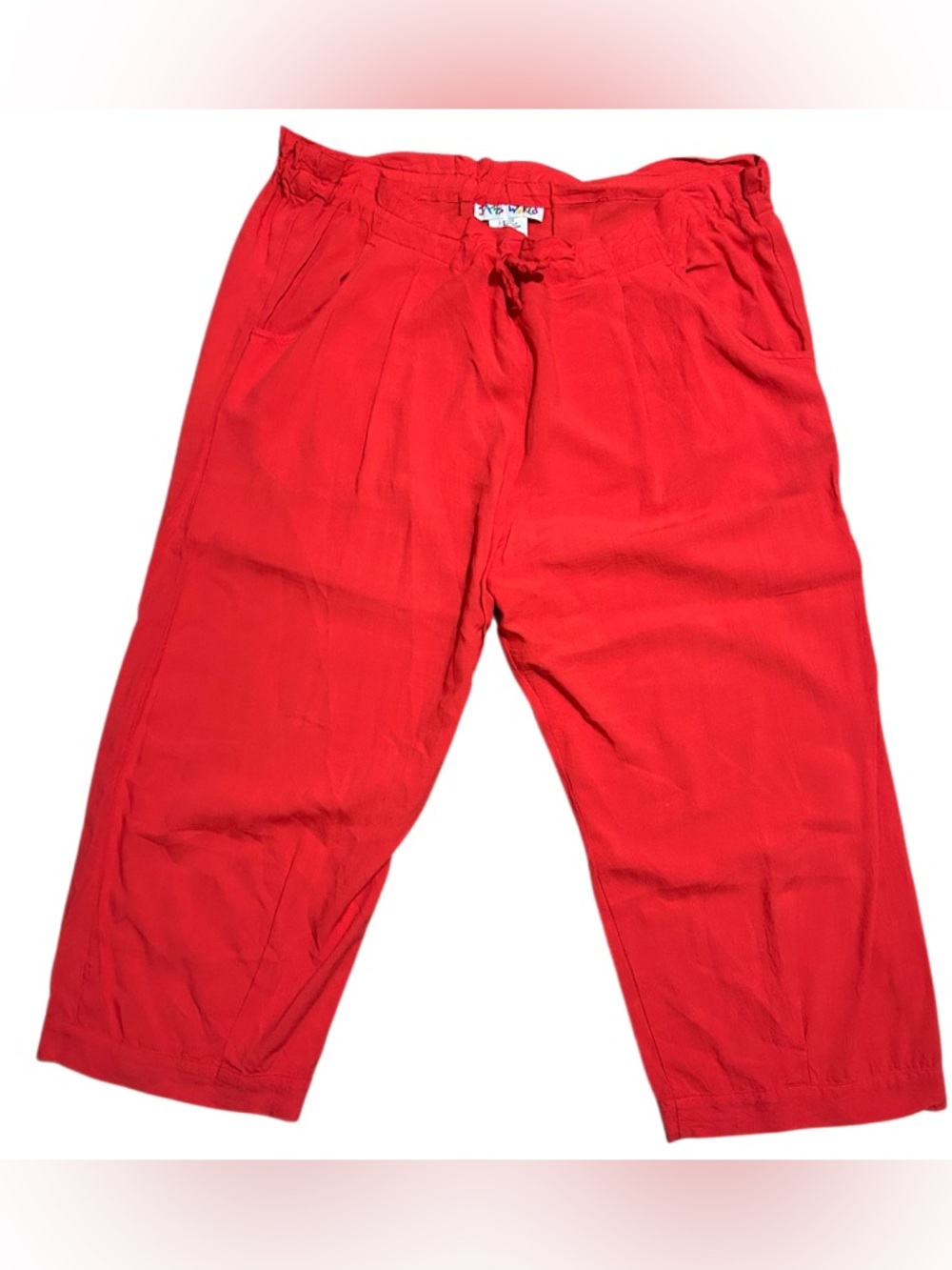 Jams World Solid Beach Pants - Bright Red Cropped Drawstring Pants Size L